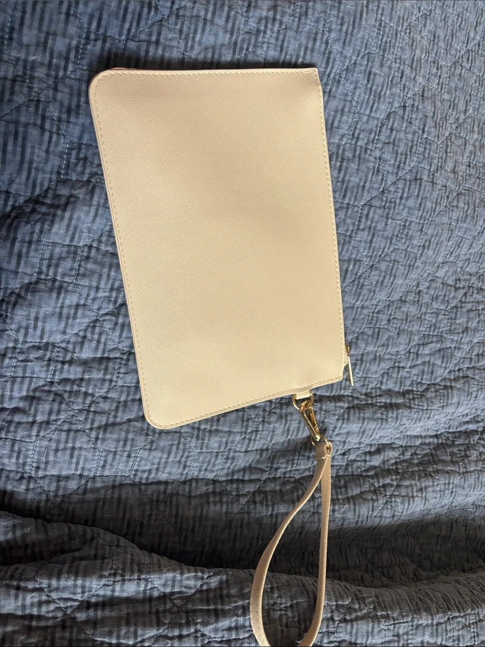 Mrs. White Wristlet Clutch Bag with Gold Logo